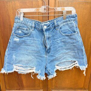Lovervet Distressed Denim Shorts High Rise Frayed Hem Size L (29/30)